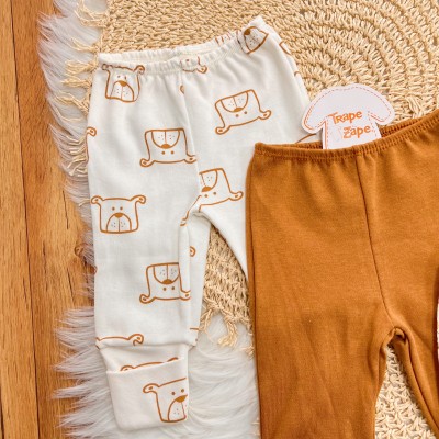 Kit 3 Calças - Doguinhos, Ferrugem e Safari - Off White e Ferrugem